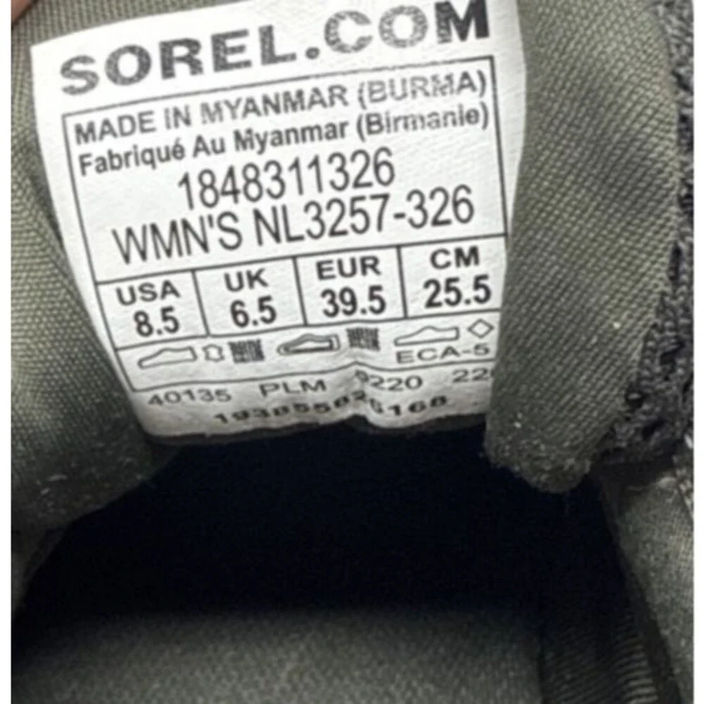 Sorel Out N About Plus Waterproof Sneaker Womens Size 8.5 Suede Mesh Olive Sage